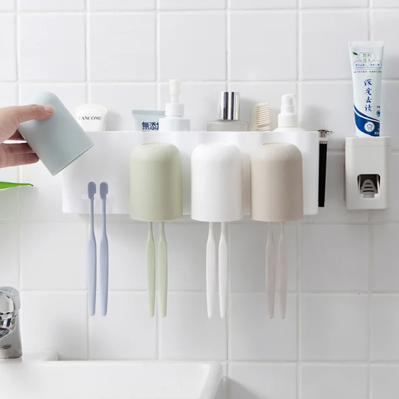 Домашняя зубная щетка держатель набор креативные клейкие крючки для стены положить зубную пасту унитаз креативная зубная щетка чашка пробитая отверстие