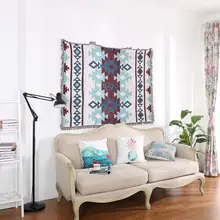 Одеяло для дивана с геометрическим рисунком в скандинавском стиле, вязаное покрывало для дивана, хлопковое покрывало для путешествий, пляжное покрывало с кисточками