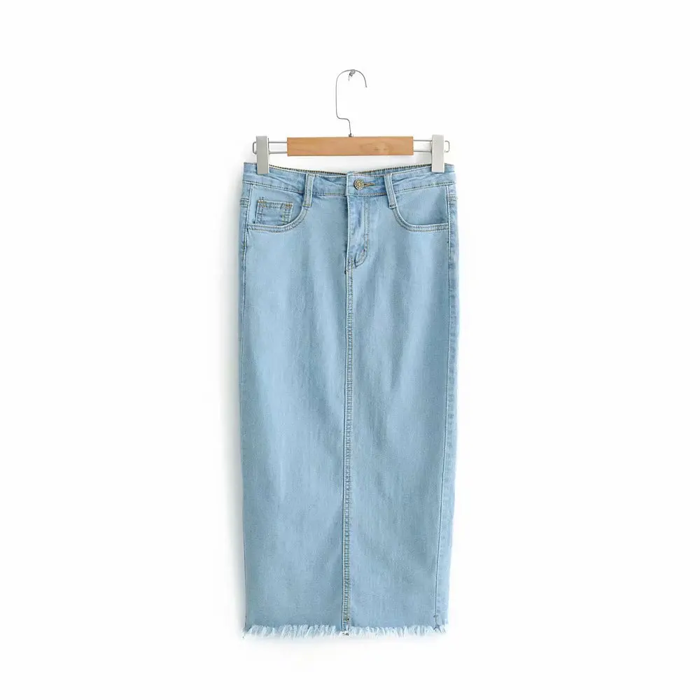 

Denim Skirt Women's Spring New Products Fashion Elasticity Slit High-waisted Sheath Mid-length Step Skirt S26188