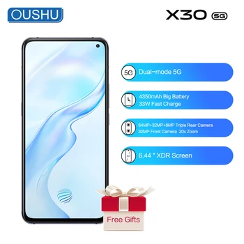 Перейти на Алиэкспресс и купить Оригинальный 5G vivo X30 мобильный телефон Exynos 980 Android 9,0 20X Zoom 4350mAh Большая батарея 33W Быстрая зарядка 64MP Face ID смартфон