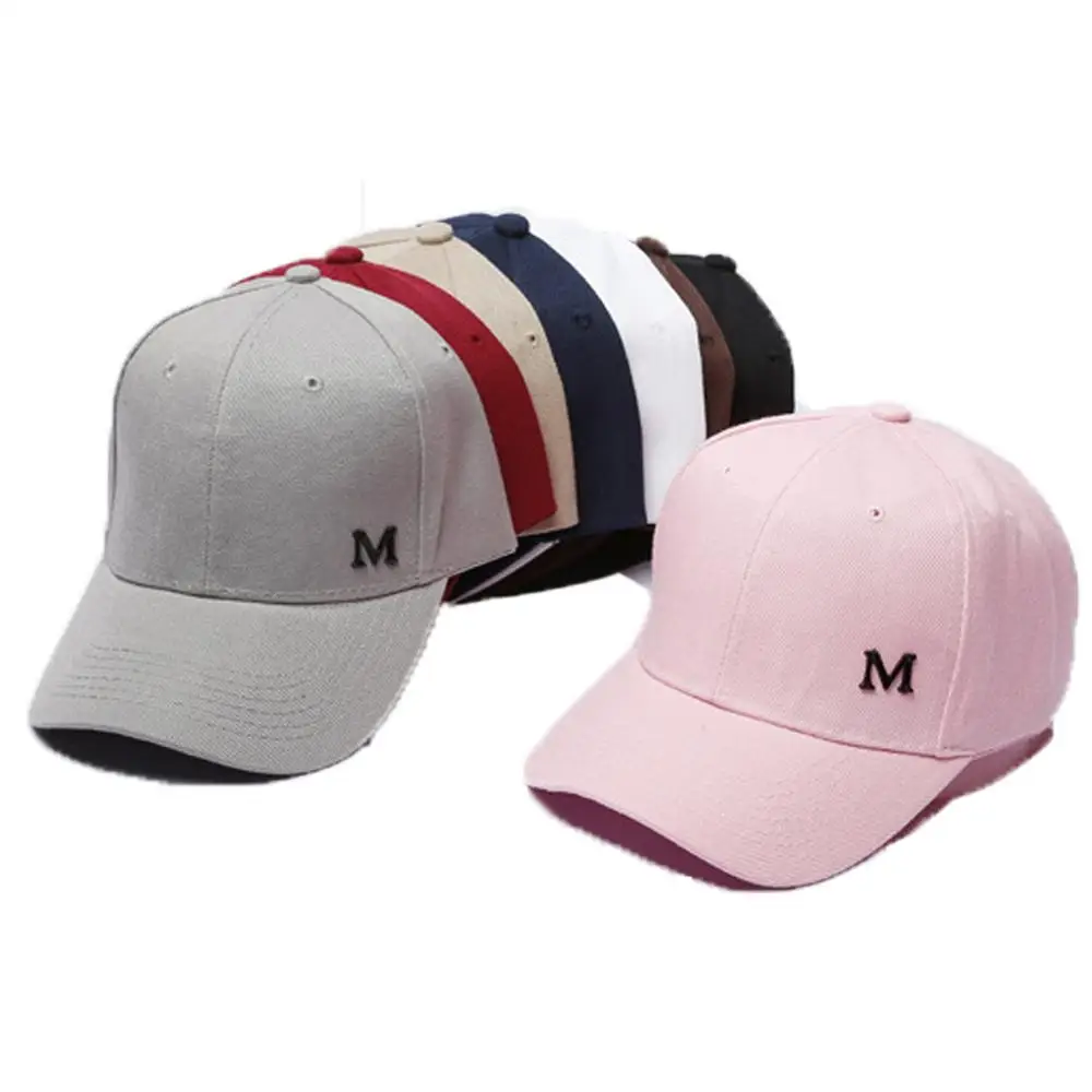 Outdoor Unisex Hip-Hop Baseball Caps Solid Color M Letter Plain Curved Sun Visor Cap Hat Women Adjustable | Спорт и развлечения