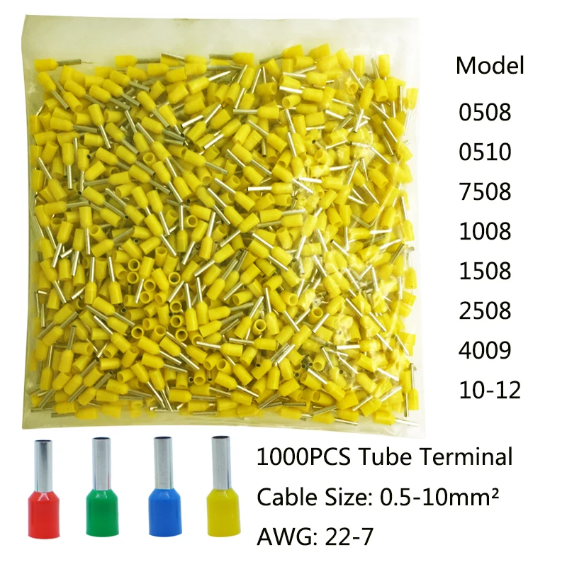 1000 шт./упак. различные спецификации изолированные втулки трубчатая Клеммная