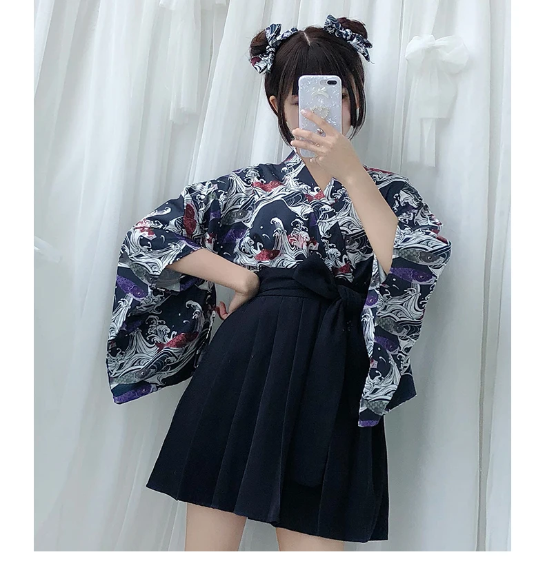 Кимоно японское кимоно mujer yukata японское кимоно платье кимоно женское цветочное облегающее кимоно традиционное кимоно yukata - Цвет: color2