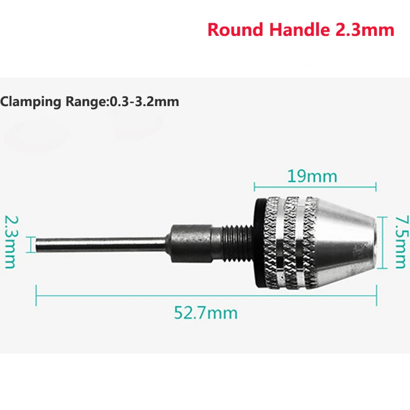 Round Handle 2.3mm Мини патрон для дрели сверлильный патрон сверлильный Keyless патрон вала зажим 0,3-8 мм вал электродвигателя мини-патрон приспособление 1/4 ''шестигранный хвостовик сверло инструмент сверло Чак адаптер - Цвет: Round Handle 2.3mm