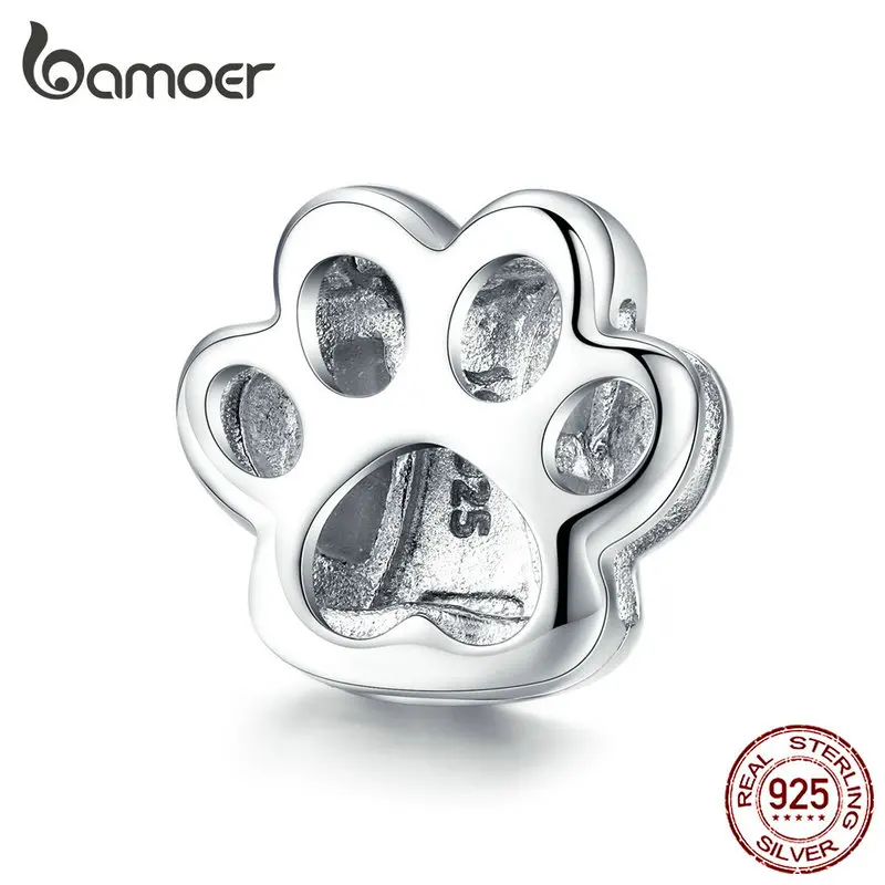 Bamoer настоящая подвеска собачья лапа из чистого серебра для браслетов refxions DIY
