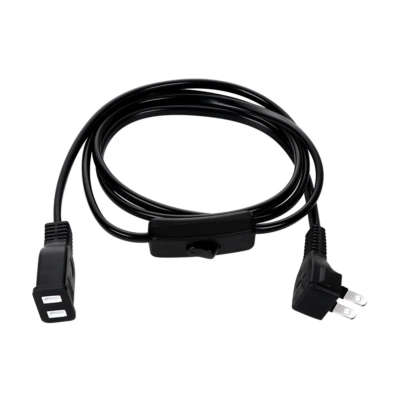 

Power Extension Adapter Cable 2-Prong Pin US/JP/CN Plug Male to Socket Female Power Cord on-off Switch Black 10A 250W