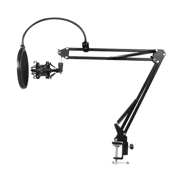 

Condenser Microphone Mic Suspension Arm Stand and Table Mounting Clamp Kit Live Broadcast Bracket for Broadcasting Room