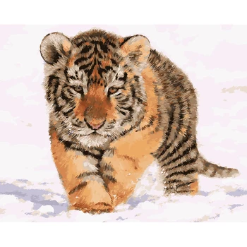 

Animal Tiger in Snow Painting By Numbers 40*50cm For Adult Oil Painting By Numbers Set Gift Coloring By Numbers Canvas Wall Set