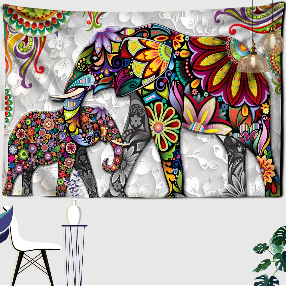 3D Mural Elephant Tapestry Wall Hanging Bohemian Hippie Bedroom Background Cloth Printing Home Decor