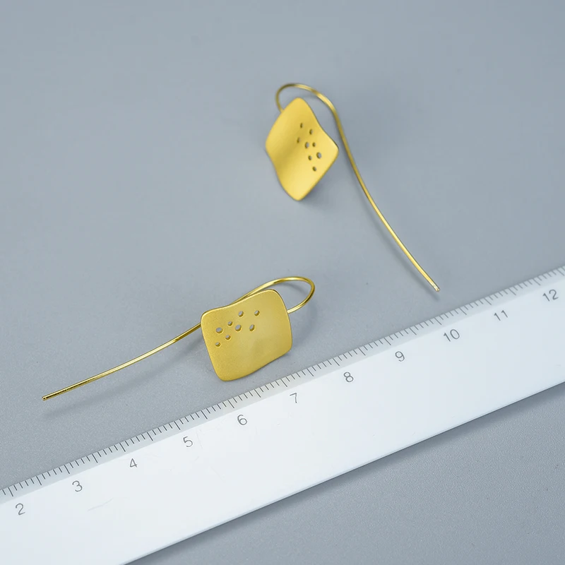 Lotus Fun Настоящее серебро 925 проба креативные дизайнерские ювелирные изделия минималистичные полые серьги с квадратной подвеской для женщин Brincos