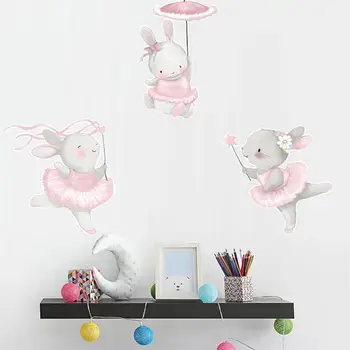 

1Pc Fashion and Lovely Ballet Rabbit Self - Adhesive Decorative Wall Plaster or Children's Room(Pink)