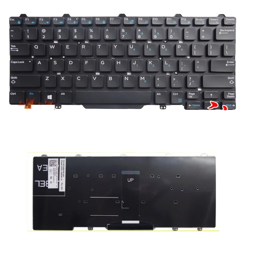 Dell Latitude E5470 E7470 13 7350 2-in-1 US Keyboard