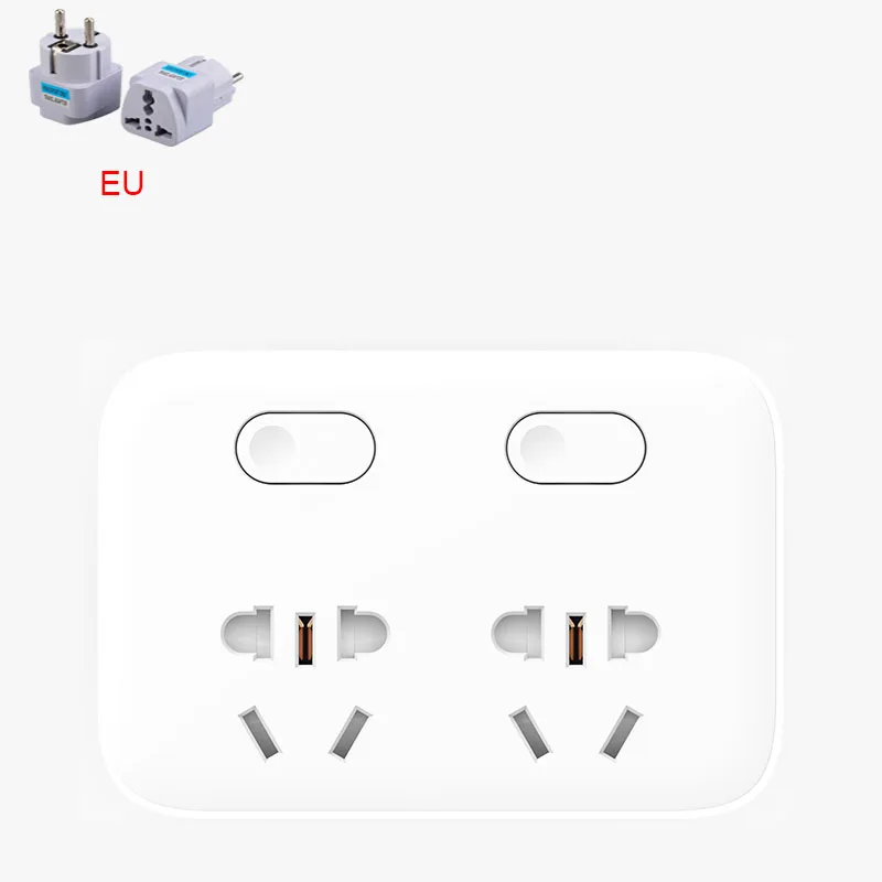 EU Plug Xiaomi power Strip 2 розетки 2 отдельных выключателя для домашнего офиса 5 в 2A Быстрый конвертер портативный штекер AU US EU UK - Цвет: EU Plug