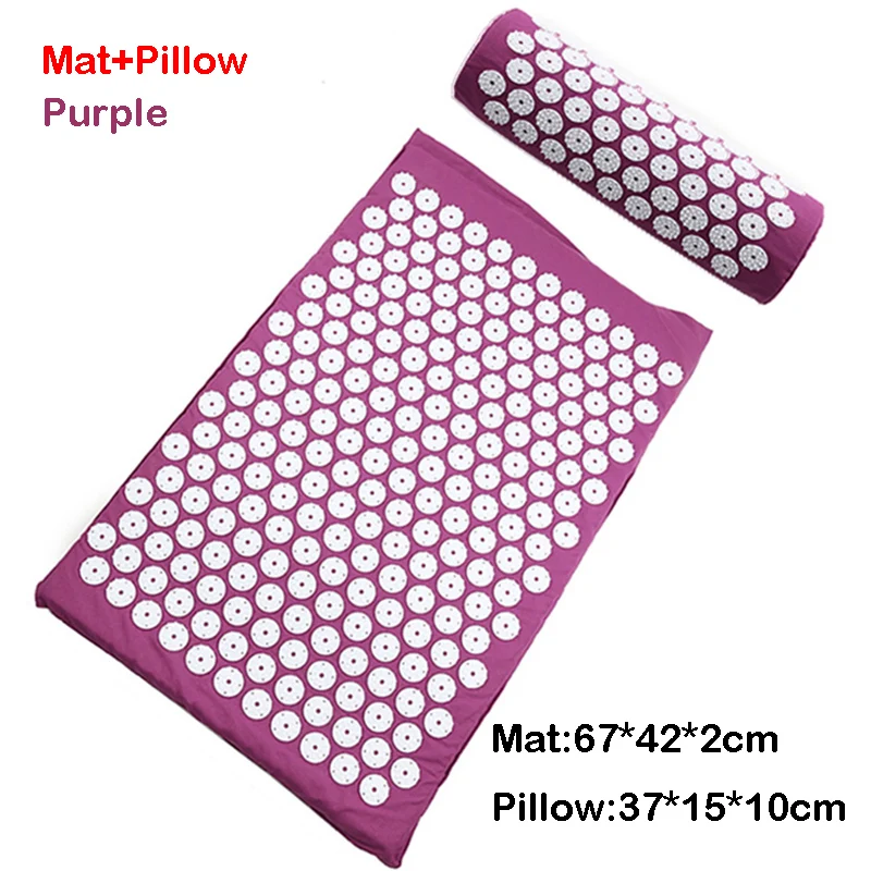 purple mat pillow Коврик для йоги и акупрессуры для спины и тела, снимающий напряжение при напряжении, ABS, Спайк, акупрессура, массажный расслабляющий коврик для боли - Цвет: purple mat pillow