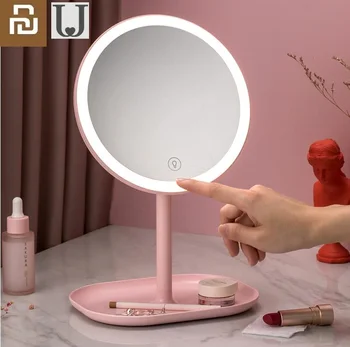 

JORDAN&JUDY led Makeup mirror With lampstand Net Red Girl Fill light small mirror dorm room desktop fold Vanity mirror