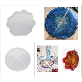 

2 Pcs/set DIY Manual High Mirror UV Resin Wave Coaster Molds Crystal Epoxy Mold