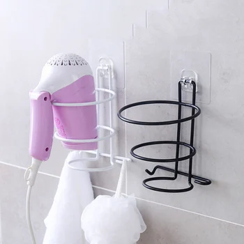 

NEW Bathroom Shelf Storage High Quality Wall-mounted Hair Dryer Holder Blowing Machine Rack With Hook Hole Free 1pc