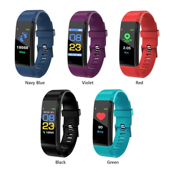 

115Plus BT Smart Watch Wristband Bracelet Pedometer Sports Fitness Tracker Wrist Band for Blood Pressure Heart Rate Monitor