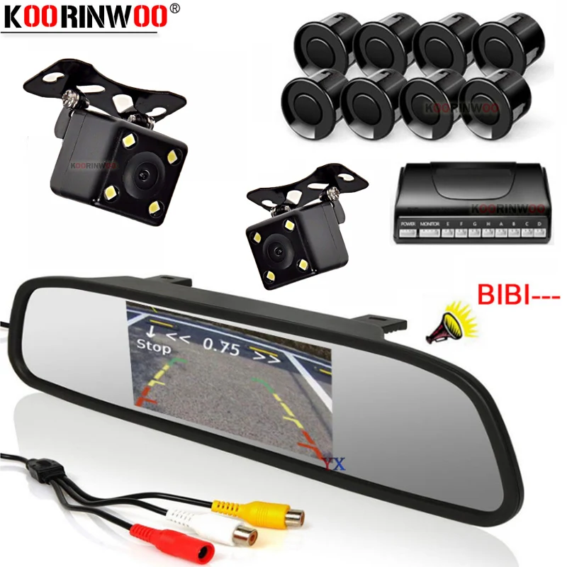 

Koorinwoo AHD Car Parmaster Parking Sensors 8 Front Camera Car Reverse Camera Monitoring Mirror Car Detector Black Silver System