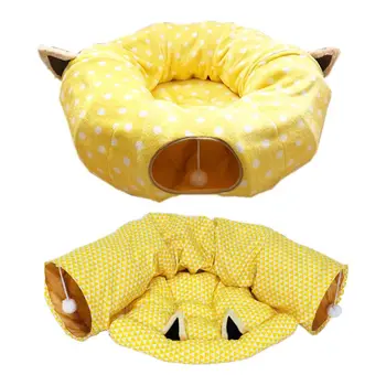 

Pet Cat Litter Cushion Folding Cat Tunnel Channel Rolling Rest Sleeping Bag Toy Puzzle Removable and Washable Pet Toys