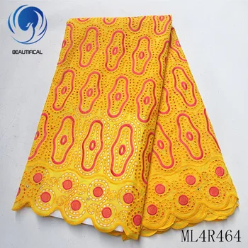 

BEAUTIFICAL african lace fabrics New design embroidery cotton dry lace fabric 5yards voile lace african fabric for dress ML4R464