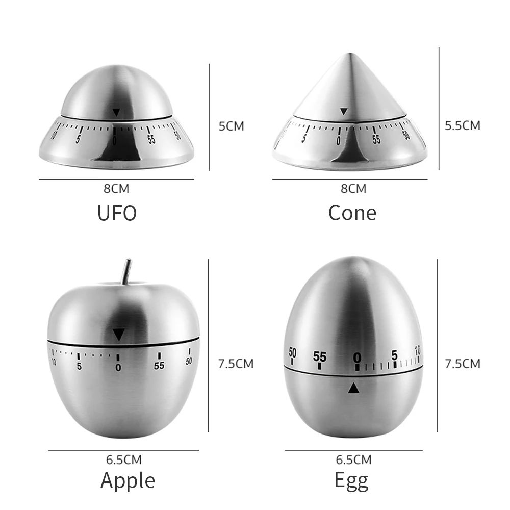 Kitchen timer stainless steel cooking eggs 60 minutes mechanical alarm clock baking cooking tools countdown time management-1