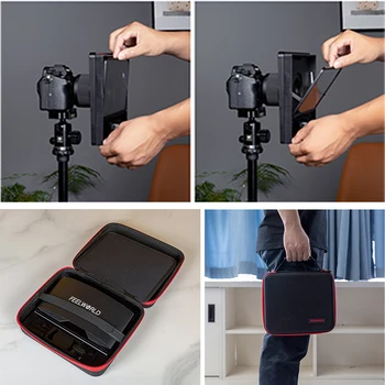 FEELWORLD TP10 Folding Teleprompter – 10-Inch for Mobile Phones, Tablets, and DSLR Cameras with Remote Control