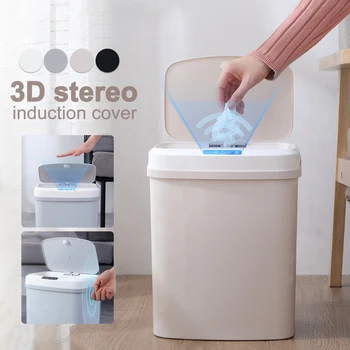 

15L Kitchen Home Inductive Automatic Sensor Dustbin Stainless Steel Waste Bin Storage Garbage Trashcan Rubbish Bathroom Smart