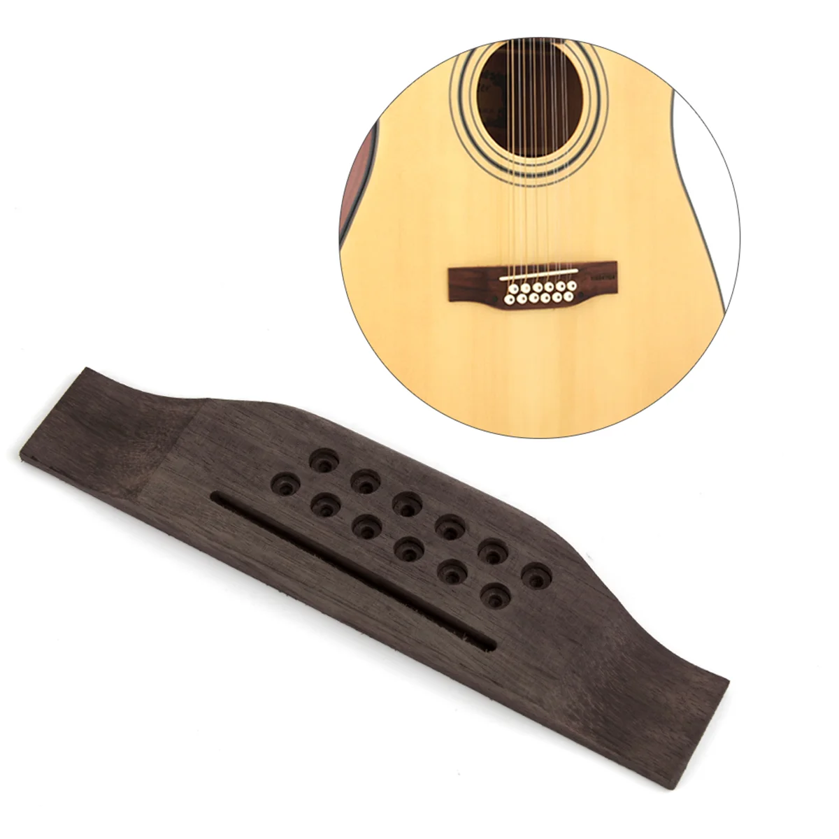 1 Kmise Bridge for 12 String Acoustic Guitar Parts Replacement Rosewood Oversized
