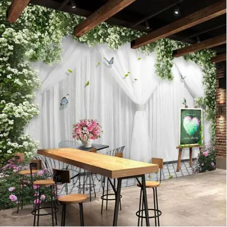 

Custom Mural Wallpaper 3D Rose Curtain Wedding House Theme Hotel Restaurant Backdrop Wall Papers For Walls 3 D Papel De Parede