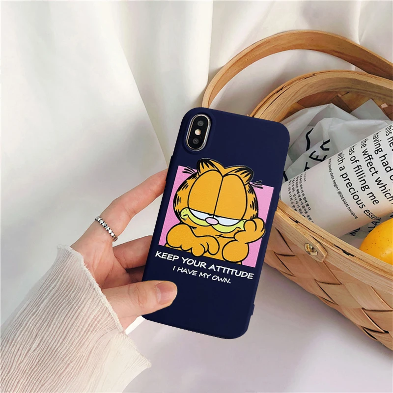GYKZ мультфильм Гарфилд Кот Чехол для телефона для iPhone 6 6s X XR XS MAX 8 7 Plus Мягкая силиконовая задняя крышка для iPhone X 10 Coque Fundas