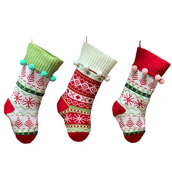 

3pcs Decorative Christmas Socks Jacquared Knitting Socks Hanging Ornament