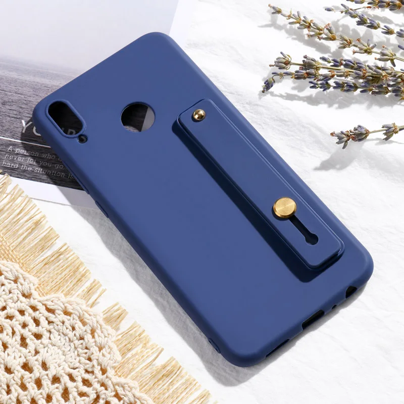 Ремешок на запястье чехол для телефона для huawei Honor 9X20 8 Pro 8X 7X 6X кольцо-подставка с силиконовый чехол s для huawei Honor 20 8S 8A V20 8C 10 6A 9 - Цвет: dark blue