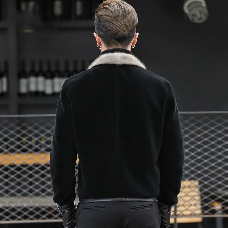 

Natural Wool Coat Winter Jacket Men Clothes Mens Real Mink Fur Collar Warm Outwear Veste Homme L17721 YY333