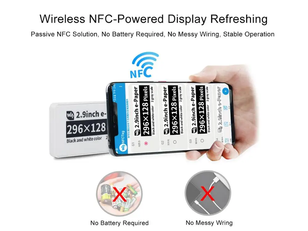 Waveshare 2.9inch нú NFC   , ͸ ,     