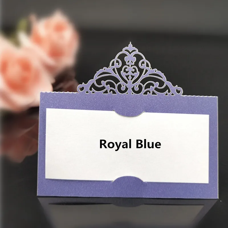 100 шт 9*9 см свадебные настольные карты Лазерная резка место именные карты для свадьбы детский душ день рождения праздник украшения 5Z-SH873-100 - Цвет: royal blue