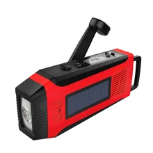 Am/Fm Noaa погода аварийный Солнечный цифровой Crank радио с 3 Вт светодиодный фонарик, Sos сигнализация и 2000 мАч банк питания(красный+ черный