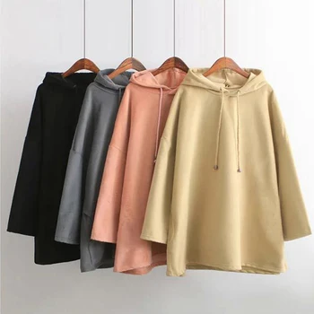 

Fashion New Harajuku Style Loose Hoodies Women Wide Long Sleeve Solid Color Hooded Sweatshirt Tops Female Oversized Pullovers