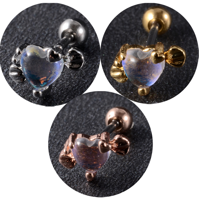 Colorful Crystal Ear Studs Cartilage Helix Lobe Conch Rook Piercing Screw Earrings Body Piercing Jewelry For Woman Ear Gift