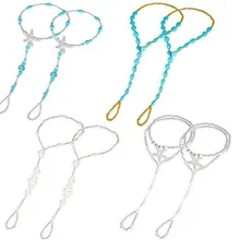 Европа и Америка Женский Пляжный жемчужный браслет для ног невесты эластичные рукавицы жемчужные ноги украшения мульти-сочетание из Equi