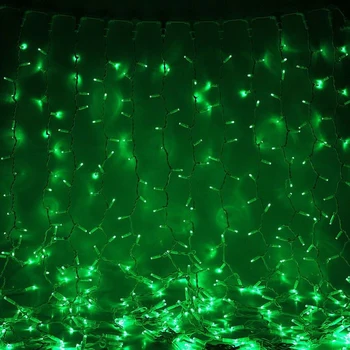 

Garland "Curtain" 2 х 3 m, IP65, UMC, white thread, 760 LED, green glow, fixing, 220 V