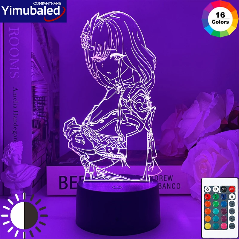 Newly Genshin Impact Night Light Raiden Shogun Baal Thoma Aloy Yoimiya Game Figures Acrylic Stand Model 3D Table Lamp Kids Git night lamp