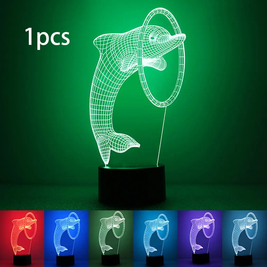 

7 Color 3D Night Light Dolphin Night Light Eye Care LED Light Bedside Night Lamp Home Decoration Birthday Gift