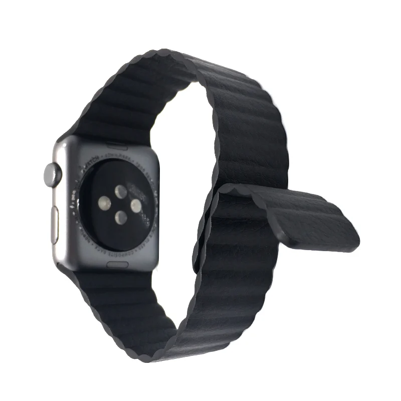 Ремешок кожаный для Apple Watch 4 5 40 мм 44 браслет с двойной магнитной застежкой Series 1 2 3