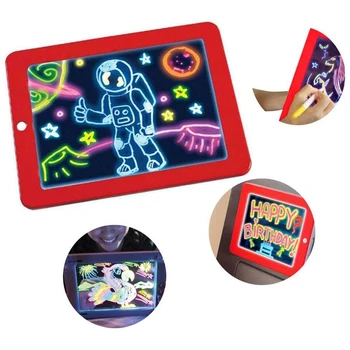 

3D Luminous Writing Board Plastic Creative Art Magic Painting Pad With Double Sided Neon Pen Educational Gift