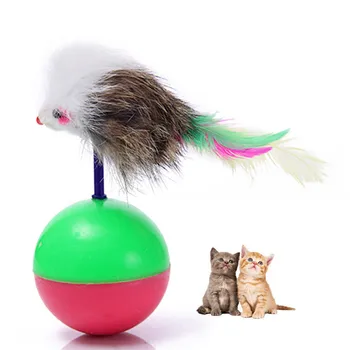 

New Durable Pet Cat Toys Mimi Favorite Fur Mouse Tumbler Kitten Cat Toys Bells Plastic Play Balls for Catch Cats Supplies