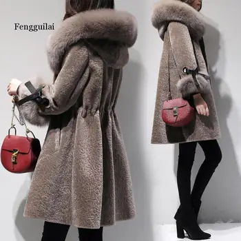 

Women Faux Fur Coat Winter Thick Warm Long Fur Coats Fashion Hoody Large fur Collar Overcoat Plus Size Outwear