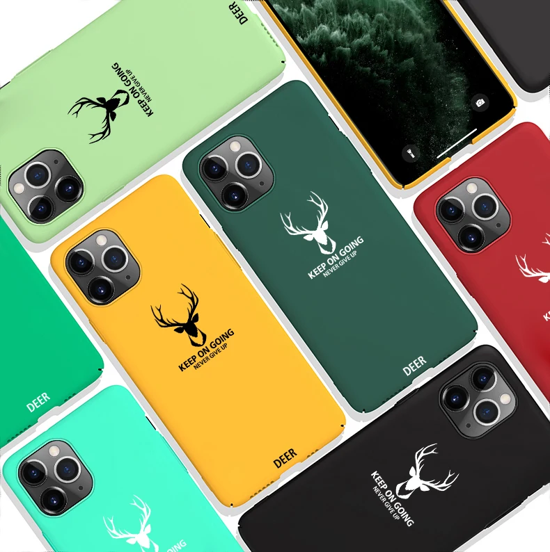 Ultra thin Christmas Deer Matte Hard PC Cute Colorful Frosted Cover Case For iPhone 12