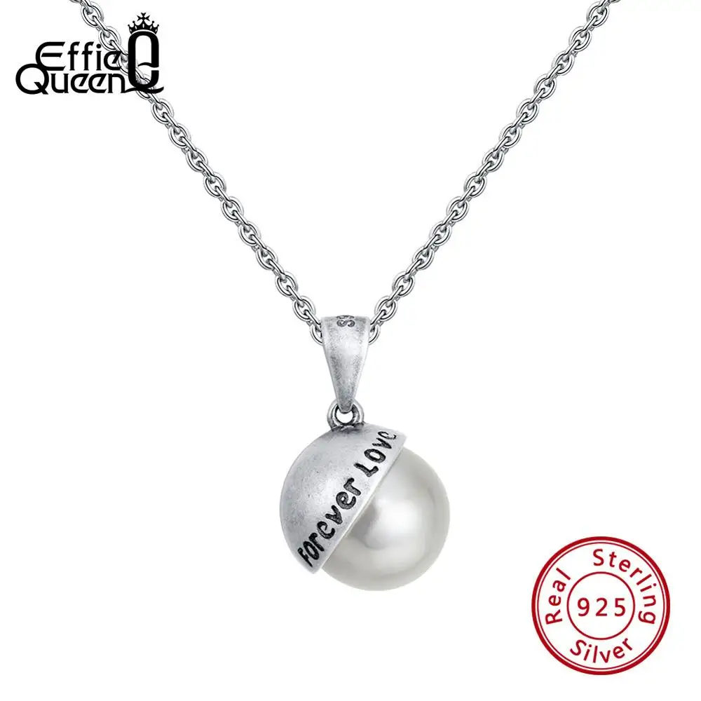 Effie Queen винтажные женские ожерелья с кулоном Forever Love круглые жемчужные из