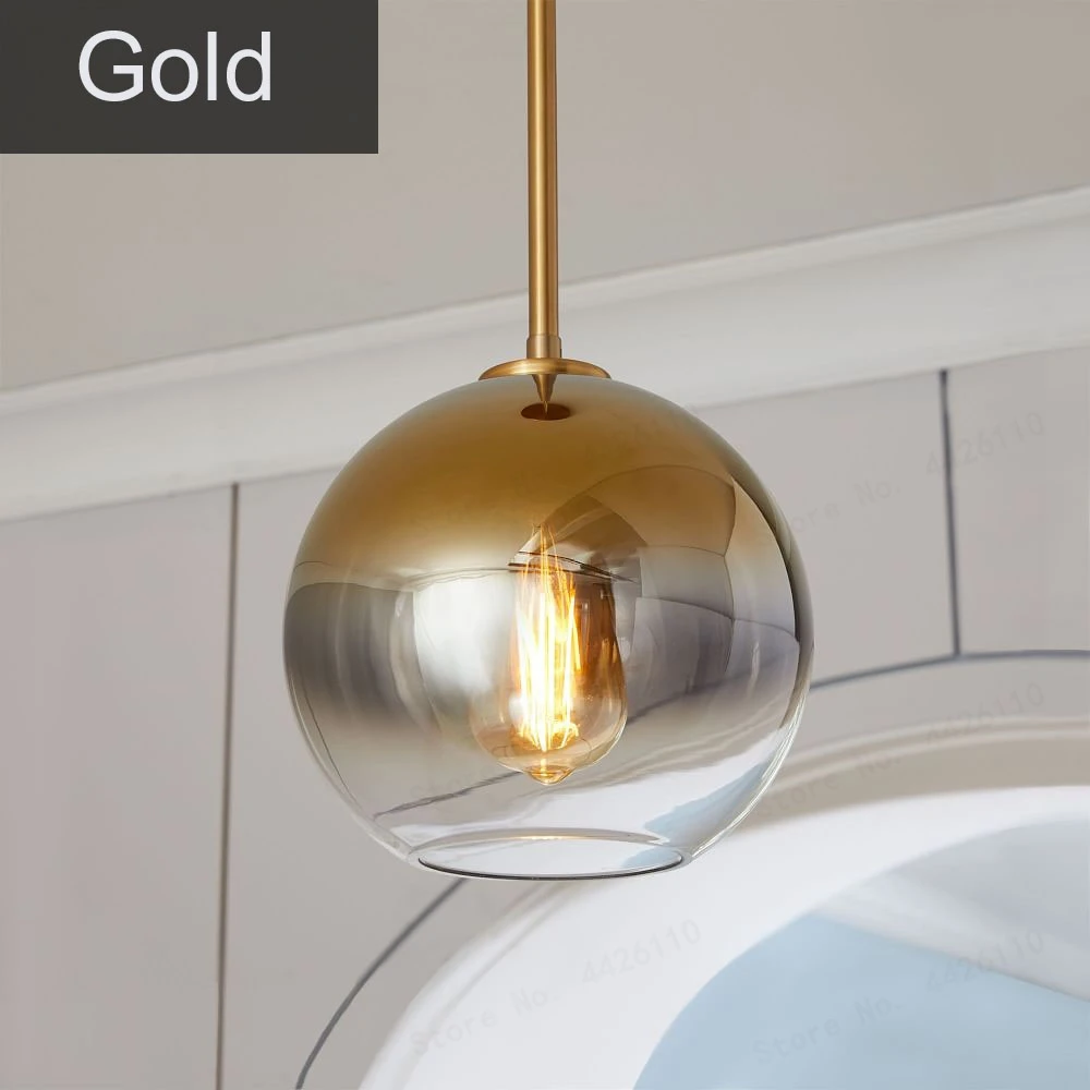 BLUBBLE современный подвесной светильник серебро золото градиент подвесной стеклянный шар лампа, подвесной светильник кухонный светильник столовая гостиная свет - Цвет корпуса: Gold